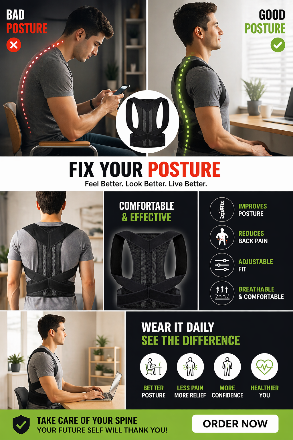 Adjustable Posture Corrector Belt for Men and Women